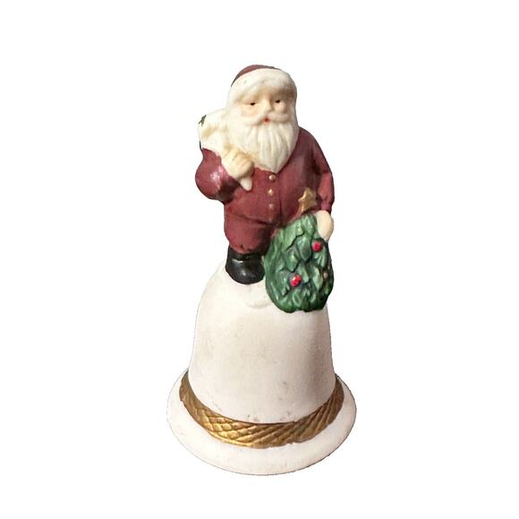 Vintage Miniature Porcelain Santa Bell By Russ Berrie Christmas Decor - Picture 2 of 16